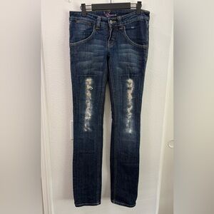 Vintage BeBe Dark Blue Distressed Jeans Size 28 USA Made